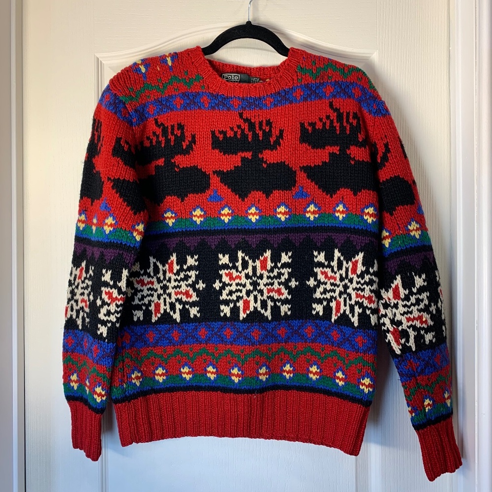 Vintage Polo Ralph Lauren Hand-Knitted Wool‎ Sweater – Fair Isle Pattern, Unisex